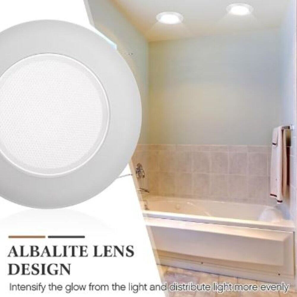 NWT, 6 Inch Shower Trim Recessed Light Covers with Albalite Lens